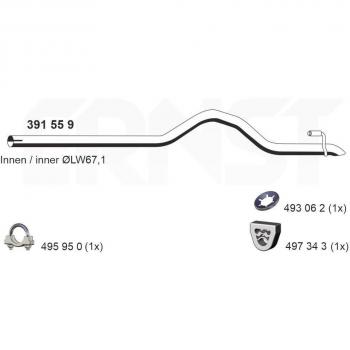 Tubo de escape ERNST 391559 para Mercedes-Benz Sprinter 3-T Bus, salida trasera derecha