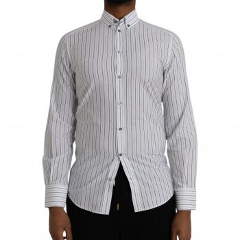 Dolce & Gabbana Striped Formal Dress Gold Shirt - IT38 | XS, White male, Size: S