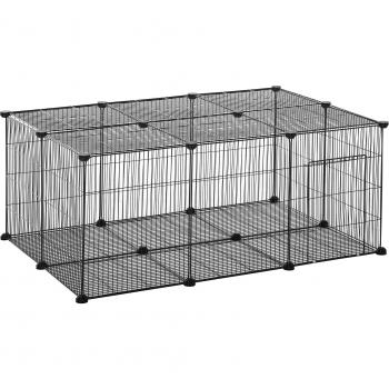 Parque para Mascotas DIY de 22 Paneles de Malla Metálica con Puerta - Negro