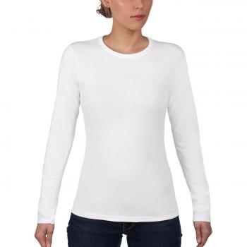 Anvil - Camiseta de manga larga con cuello redondo para mujer, color weiß