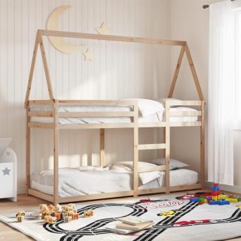 Cama litera con techo de madera maciza de pino 75x190 cm Vidaxl Marrón