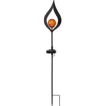 Lámpara LED Solar Melilla, Punta Flamante con Esfera Ámbar, 1 LED Ámbar, 70x14 cm