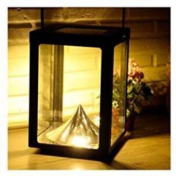 Mini farolillo solar para mesa con paredes de vidrio, color negro y multicolor