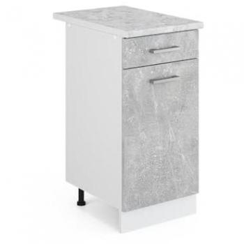 Mueble bajo universal R-Line de hormigón, 40 cm con cajón y encimera Vicco