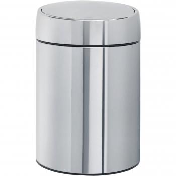 Brabantia Slide Bin - Cubo de Basura, 5 litros, Tapa Deslizante, Cubo Interior de plástico extraíble, Acero Brillante