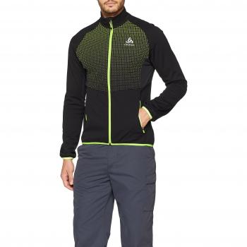 Odlo Jacket Stryn Print Chaqueta, primavera/verano, hombre, color black - safety yellow, tamaño large