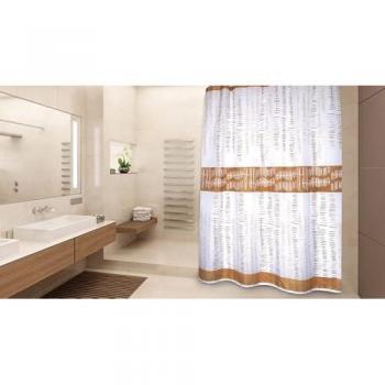 Cortina de Baño de Poliéster MSV ONS 180x200cm - Antimoho, Blanco y Marrón