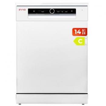 Lavavajillas EVVO D4 60 cm, Capacidad para 14 Cubiertos, Tercera Bandeja, Eficiencia C, 8 Programas, Lavado Rápido 30 min, Lavado Inteligente,
