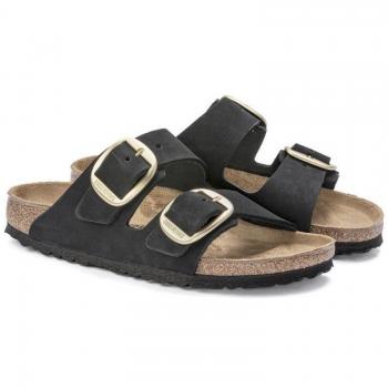 Birkenstock Women's Arizona Big Buckle Nubuck Sandals - Black, Size 36