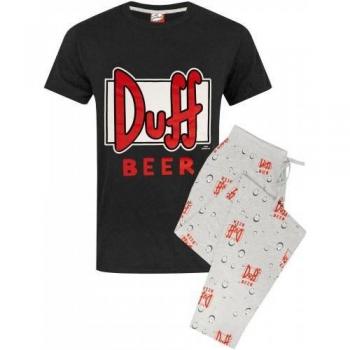 Conjunto de pijama masculino The Simpsons Duff Beer, color negro y gris, incluye camiseta de manga corta con diseño de Duff Beer y pantalones cortos a juego, fabricado en algodón suave para mayor comodidad