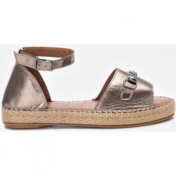 Sandalias Planas de Piel para Mujer con Cierre de Hebilla Color Gris Carmela 2024