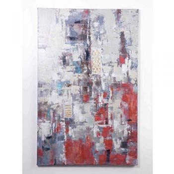 Lienzo Madera Moderno Rojo Gris 90 x 4 x 140