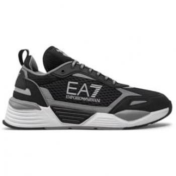 Emporio Armani EA7 Men's Black and Silver Sneakers, Size 11 US / 44 EU / 9.5 UK