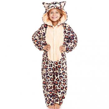 Disfraz Pijama Leopardo Marrón con Capucha para Niña
