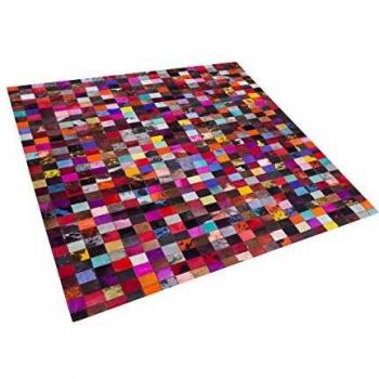 Alfombra de Piel Natural de Vaca Multicolor Patchwork 200 x 200 cm Enne