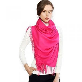 RIIQIICHY Mujer Cachemira Bufanda Pashmina Chal Rosa Roja Invierno Cálida Grande Larga Suave Manta para Mujeres
