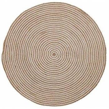 Kave Home - Alfombra Redonda Saht Ø 150 cm de Yute Natural y Trenzado de algodón Blanco