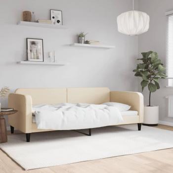 Sofá cama tela color crema 90x200 cm, cama de invitados, sofá cómodo para dormir