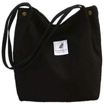 oukesin Bolso de Lona para Mujer Bolso de Hombro de Gran Capacidad Turismo Informal, Negro