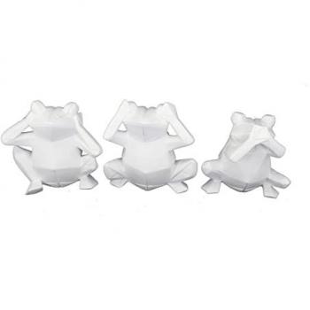 Figura Decorativa DKD Home Decor 18,5 x 13 x 17,8 cm Blanco Rana (3 Unidades)