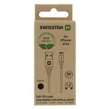 Cable de Datos USB/Lightning Negro 1,2m Ecológico Swissten