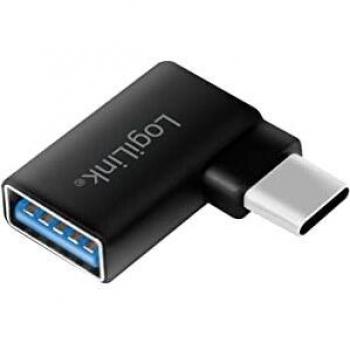Adaptador USB 3.2 Gen 1 Tipo C Macho a USB A Hembra Acodado 90° Color Negro