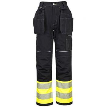 Pantalón Holster Alta Visibilidad Clase 1 Portwest PW3 Negro/Amarillo con Cintas Reflectantes 46 31