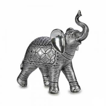Figura Decorativa Elefante Plateado Resina 27,5 x 27 x 11 cm (4 Unidades)