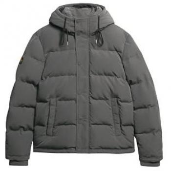 Superdry Men's Everest Short Hooded Puffer Jacket - Charcoal - Size XXL