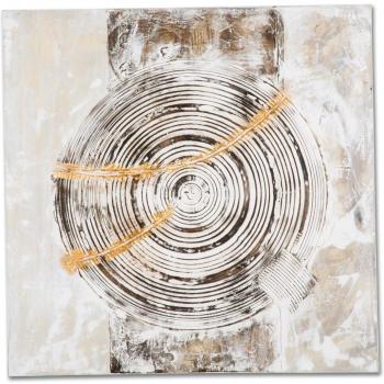 Belssia Lienzo Pintado a Mano con Diseño Circulo Envejecido, Madera, Multicolor, 100x4x100 cm