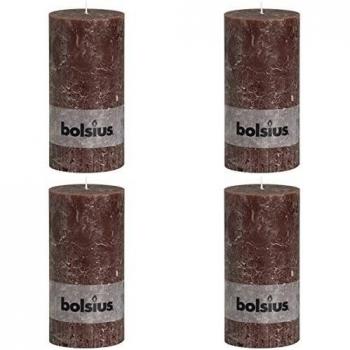 4 x Bolsius Vela del Pilar Rústica 200 x 100 mm Marrón Oscuro