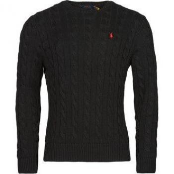 Polo Ralph Lauren Suéter de Algodón Regular Fit Negro con Cuello Redondo y Diseño Trenzado