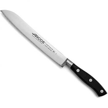Arcos Riviera Serie, Cuchillo Panero de 200mm, Hoja Forjada en Acero Inoxidable Nitrum con Mango Negro de Polioximetileno