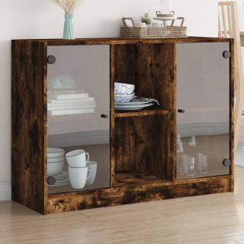 Aparador de madera multicapa roble ahumado 102x37x75,5 cm