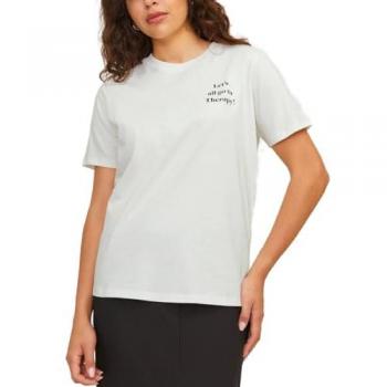 Camiseta JJXX Naomi Beige Estampada de Manga Corta con Mensaje para Mujer