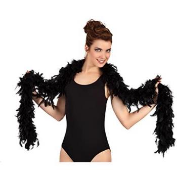 Boa de plumas negra Años 20 para carnaval