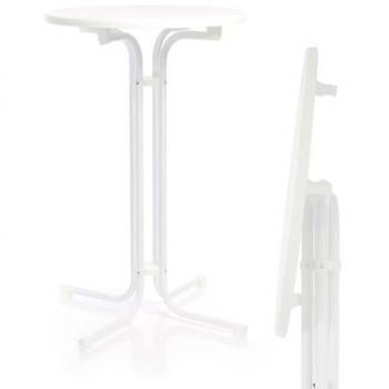 Mesa Bistro Plegable Blanca Redonda Ø 80cm, Altura 110cm, Ideal para Interior/Exterior - Toboli