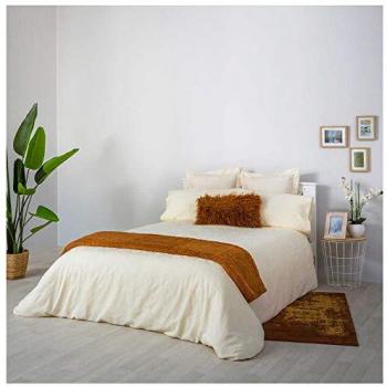 Funda Nórdica Jacquard Floral Beige Algodón 100% Cama de 180 cm - Incluye Funda Nórdica + 1 o 2 Fundas de Almohada