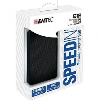 EMTEC SpeedIN X510 SSD ECSSD512GX510 - 512GB Externe Portable 1.8 USB 3.0, Velocidad de transferencia de hasta 320MB / s