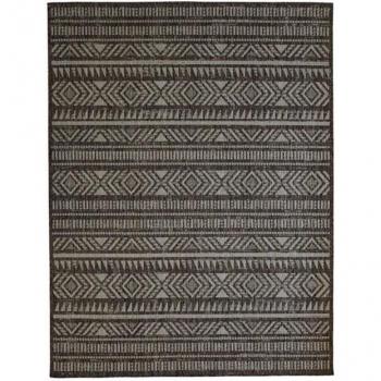 Alfombra interior-exterior estilo yute étnico marrón 195x275 cm
