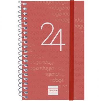 Finocam Agenda Anual 2024 Year E3 SVH Rojo Espiral Semana Vista Horizontal 79x127mm