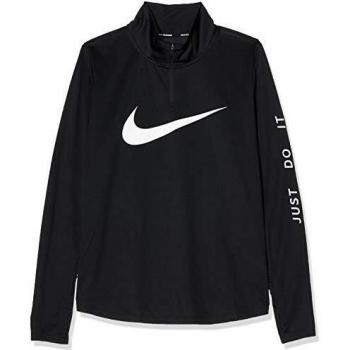 NIKE W Nk Midlayer Qz Swsh Run Camiseta de Manga Larga, Mujer, Black/