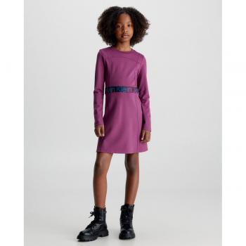Calvin Klein - Vestido de niña morado de manga larga