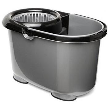 TATAY Twister Cubo de Fregar con Sistema de Escurrido Automático 360º, Capacidad para 12 l, Plástico Polipropileno, Gris y Negro, 47,5 x 28,5 x 28 cm