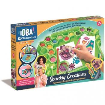 Clementoni Abalorios Sparkling 3D - Kit de pegatinas brillantes y diamantes creativo para regalo