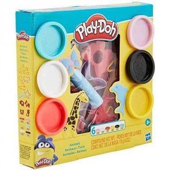 SET PLAY-DOH ANIMALES CON 6 VASITOS DE PASTA MODELLABLE NO TÓXICA JUEGA Y APRENDE