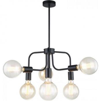 Lámpara colgante industrial y retro Kristy Noir, 6 luces, E27, color negro