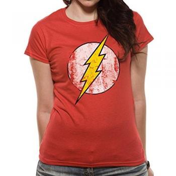 CID The Flash-Logotipo Camiseta-Camisa, Rosso, XXL para Mujer