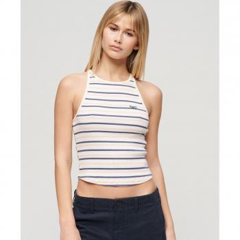 Camiseta de mujer Superdry a rayas con logo essential y espalda olímpica