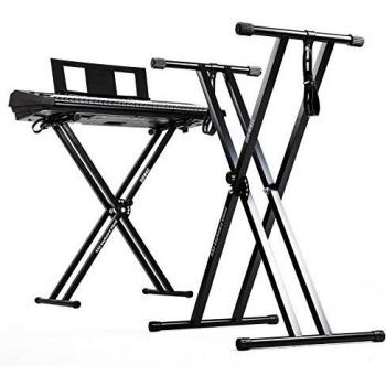 Duronic KS2B Soporte de Teclado Patas Perfil Doble/Soporte para Piano Eléctrico con Correas y Tornillos de Fijación/Altura Regulable/Carga Máx. 30 Kg